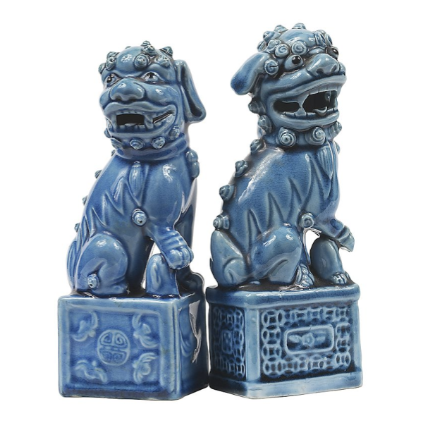 Image of two Chinese dog sculptures