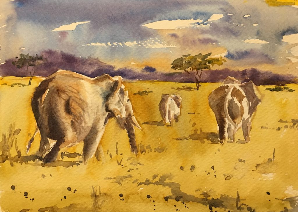 scenery watercolor painting and drawing
